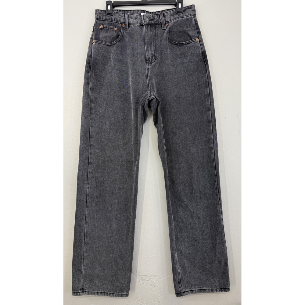 Motel Rocks Denim Parallel Jeans Medium 30 High Rise Wide Leg Faded Black